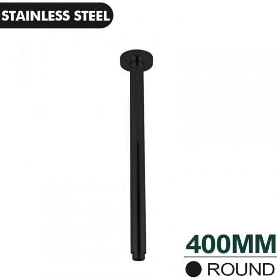 400mm Ceiling Shower Arm Round Black Stainless Steel